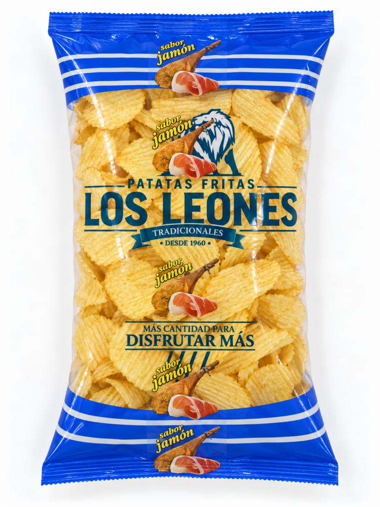 Patata Frita Ondulada Jamón 475 (Caja 7 uds)